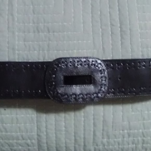 BLACK WIDE LEATHER BELT SIZE MEDIUM - Picture 9 of 9